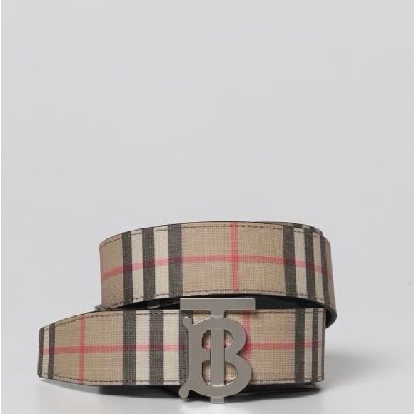 Burberry classic check reversible leather belt with TB logo - Picture 1 of 7